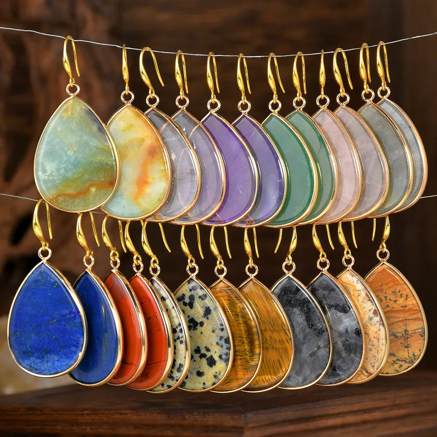 Elevate Your Style with 1 Pair Elegant Luxurious Water Droplets Natural Stone Drop Earrings