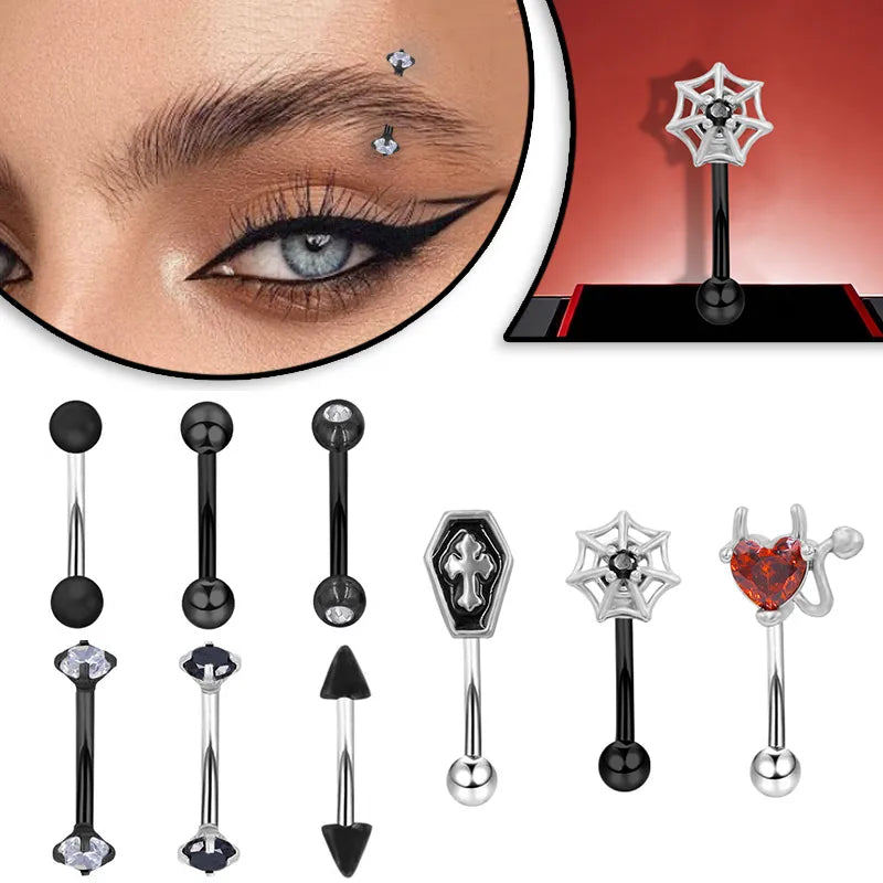 Exaggerated Rock Punk Heart Shape Eyebrow Studs - A Must-Have for Jewelry Lovers