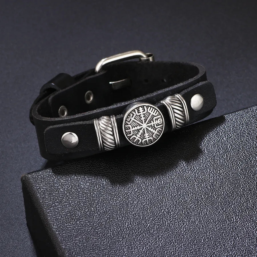 Elevate Your Style with the Compass Genuine Leather Bracelet