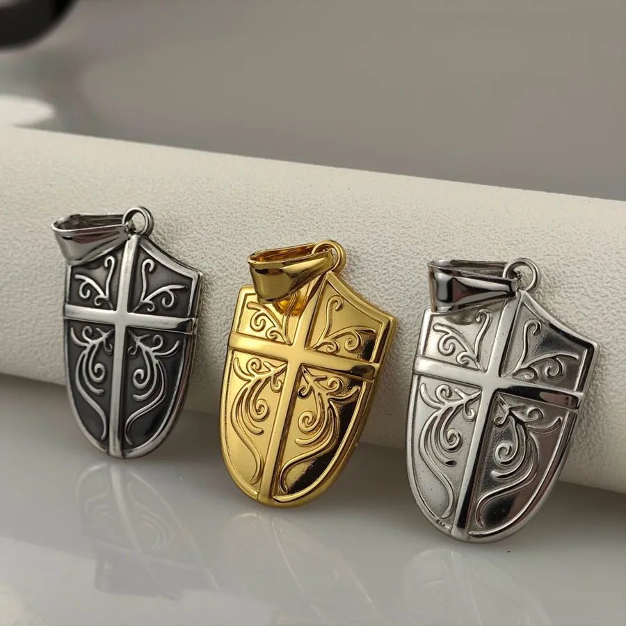Titanium Steel Shield Necklace: A Statement of Strength and Style