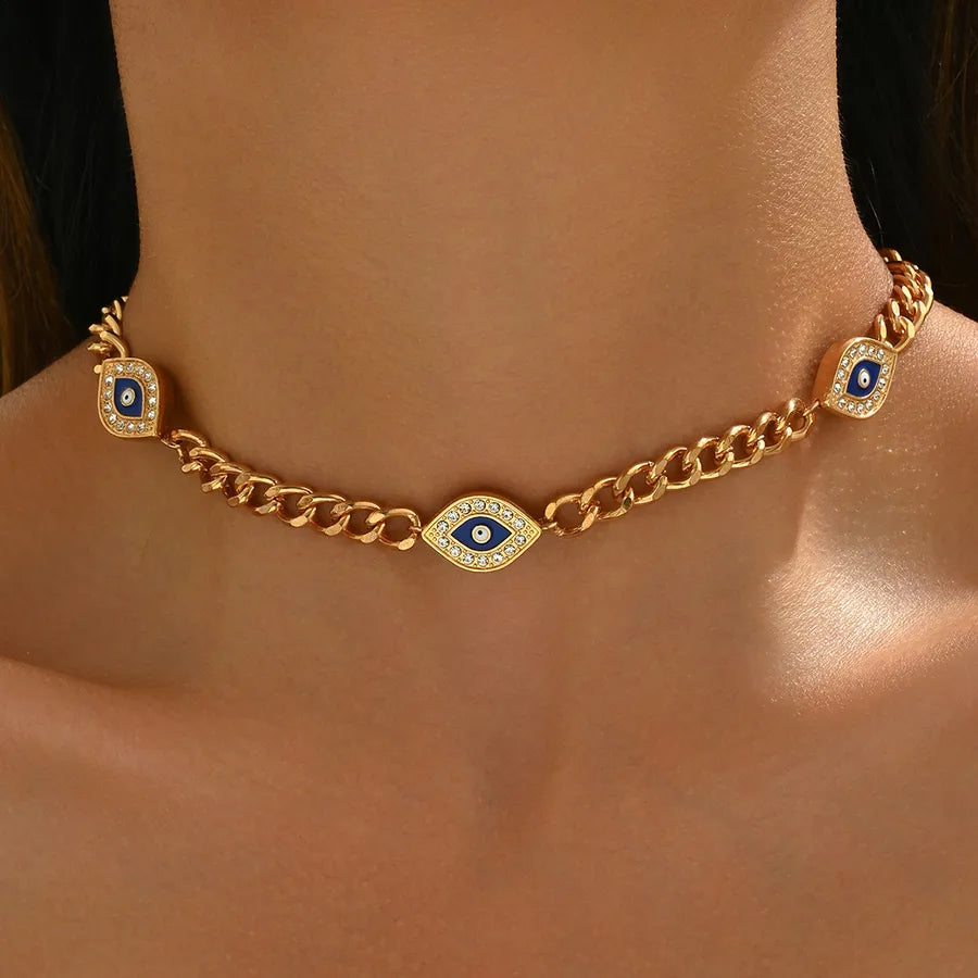 Elevate Your Style with the 1 Piece Hippie Alloy Demon Eye Gold Chain Necklace