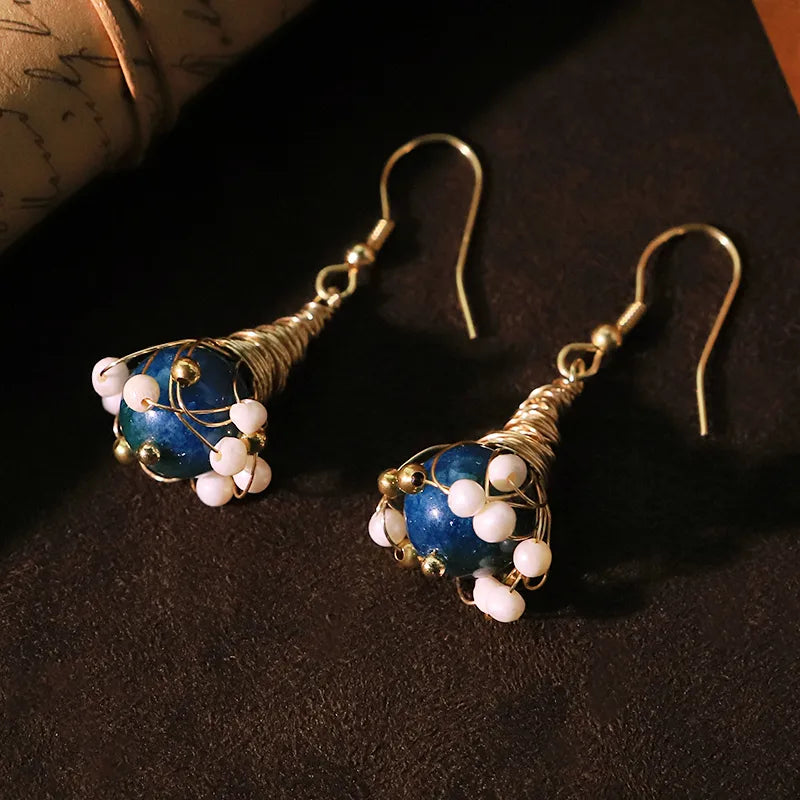 Discover the Elegance of Natural Pearl Kyanite Wire Wrapped Earrings