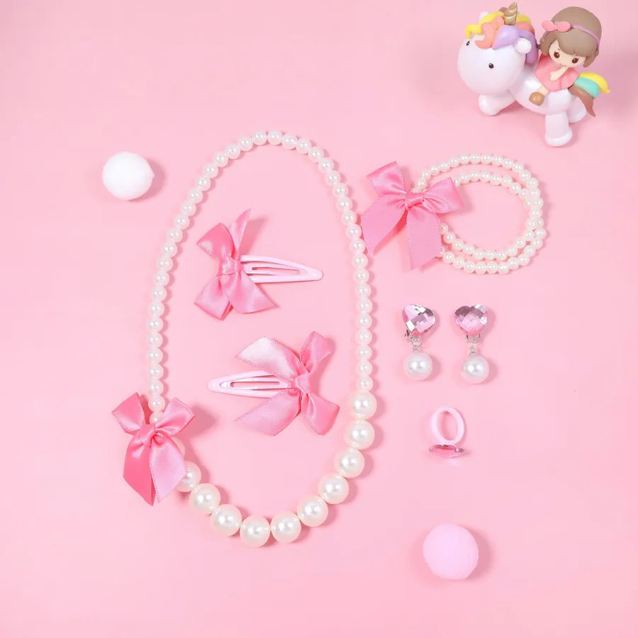 Elevate Your Child's Style with the Ribbon Pearl Necklace Set