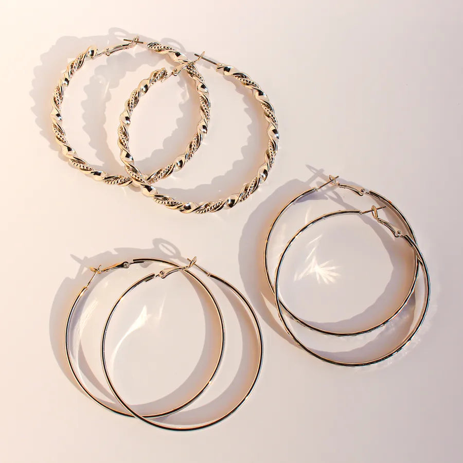Elevate Your Style with Copper Platinum Plated Twisted Circle Large Earrings