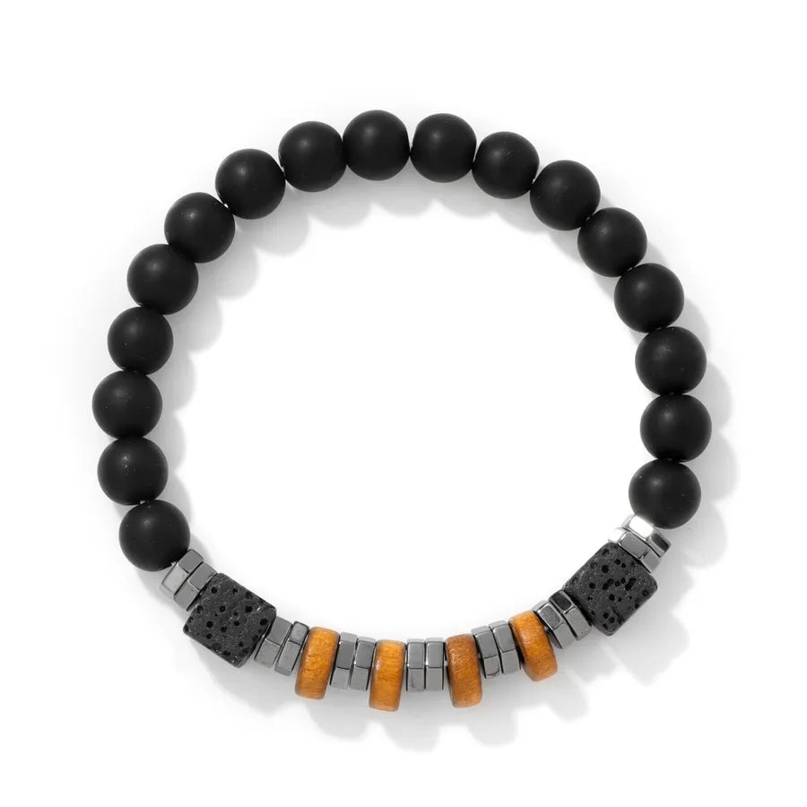 Elevate Your Style with the Retro Square Volcanic Rock Bracelet