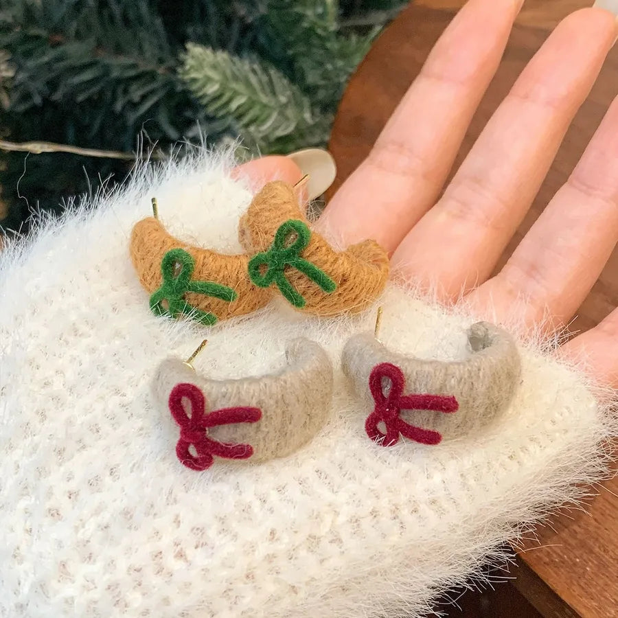 Elevate Your Style with Silver Needle Velvet Yarn C-Shaped Earrings