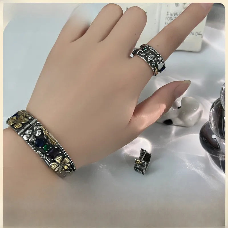 Discover the Elegance of Our Colorful Enamel Bracelet and Lucky Shield Pendant Earrings