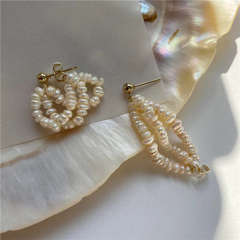 Elevate Your Style with Retro Solid Color Freshwater Pearl Beaded Drop Earrings