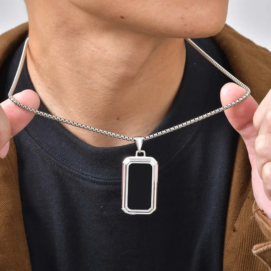 Elevate Your Style with the 304 Stainless Steel Geometric Acrylic Square Pendant Necklace