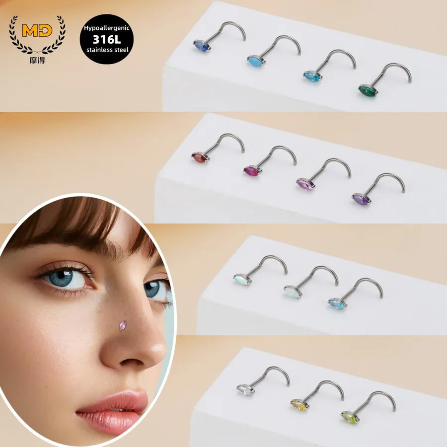 Elevate Your Style with Titanium Alloy Horse Eye Piercing Nose Studs