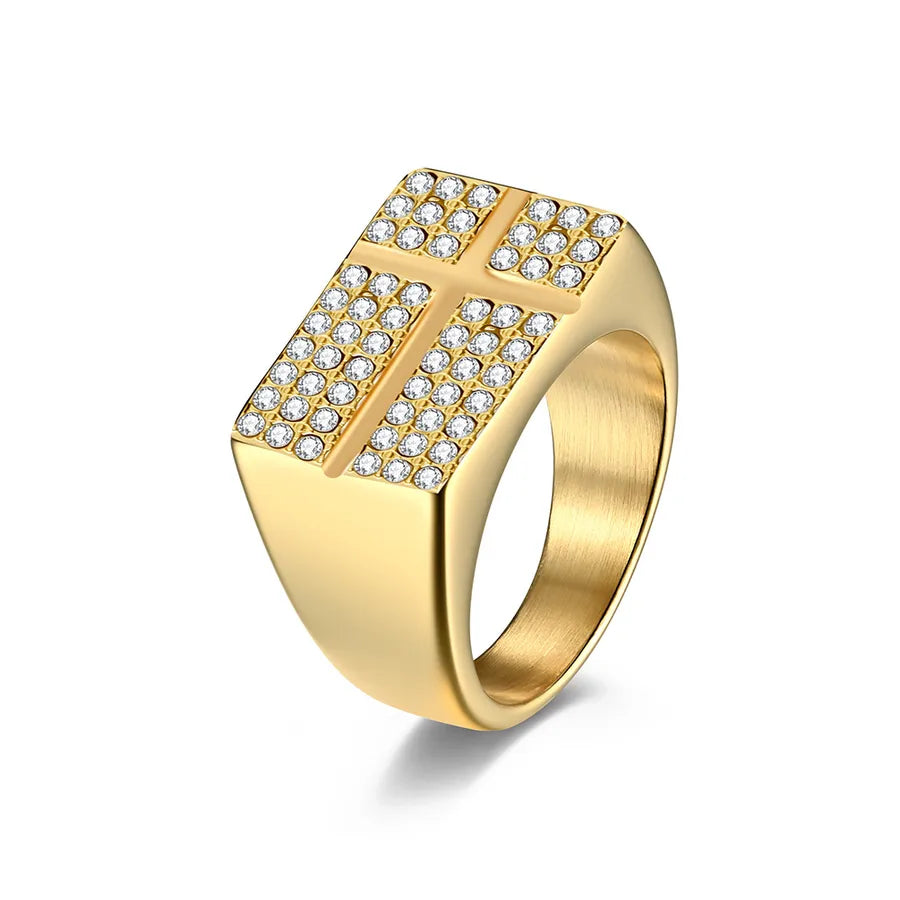 Discover the Elegance of the Trendy Titanium Steel Gold Plated Cross Ring