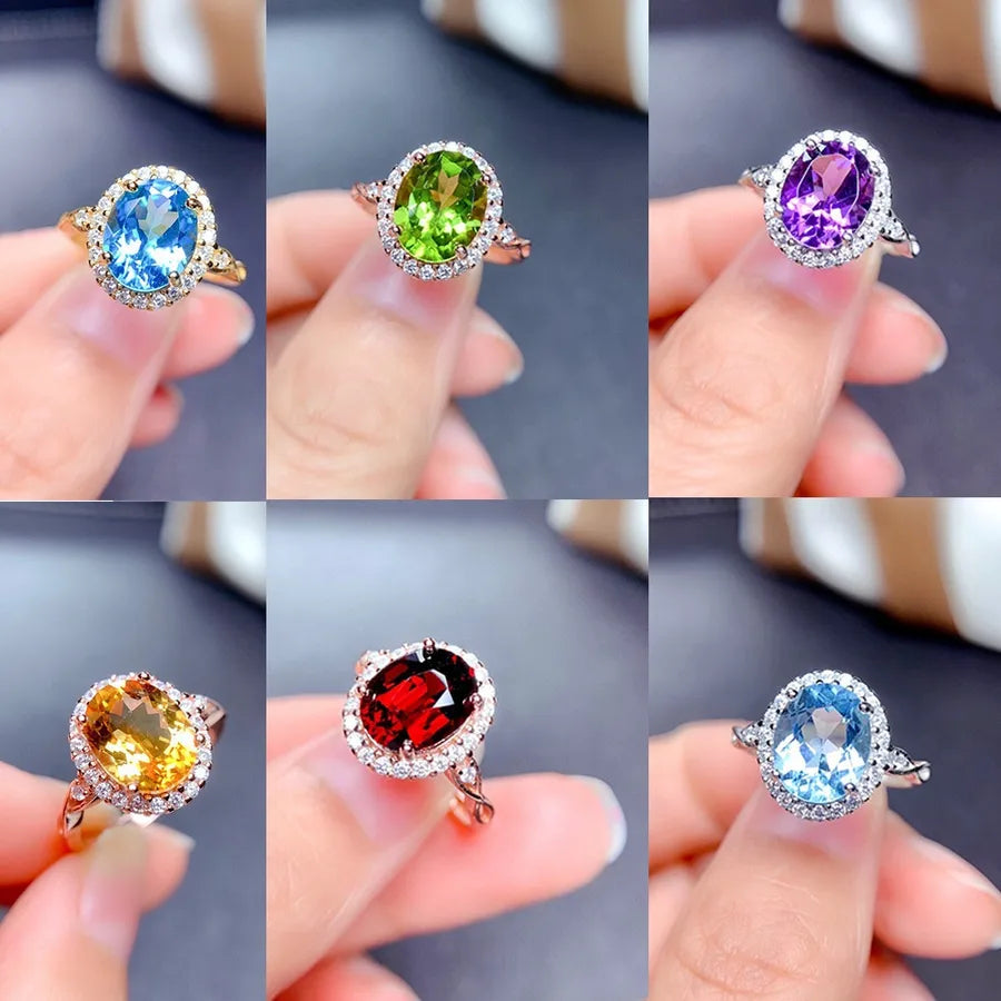 Discover the Elegance of the Natural Simulated Red Agate Purple Quartz Topaz Ring
