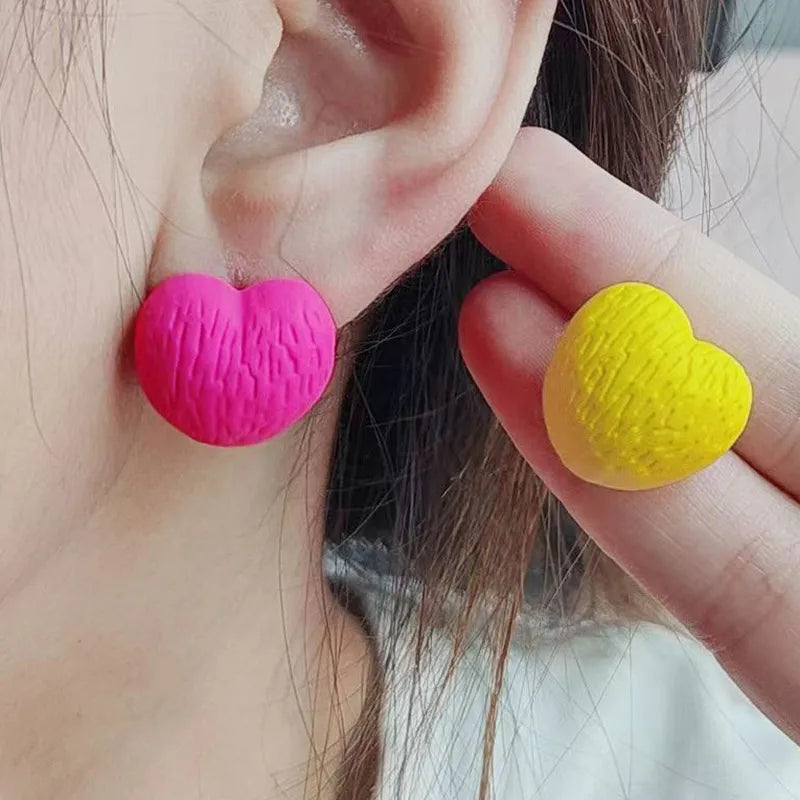 Elevate Your Style with Fashionable Candy Colored Heart Shaped Acrylic Earrings