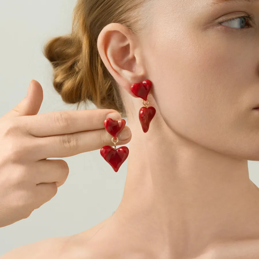Discover the Elegance of Unique Red Heart Resin Earrings