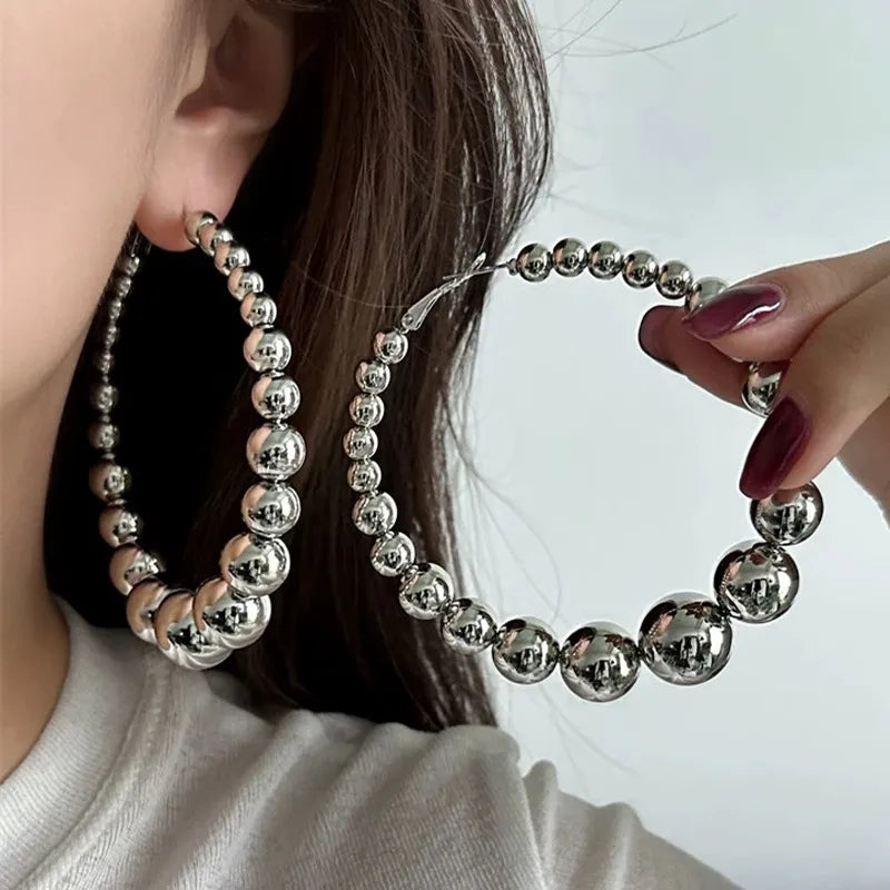Discover the Elegance of Silver Round Bead Hoop Earrings