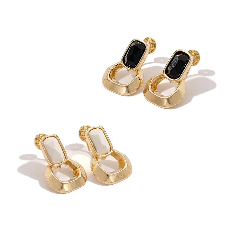 Elevate Your Style with Classic Color Block Geometric Hollow Ear Clips