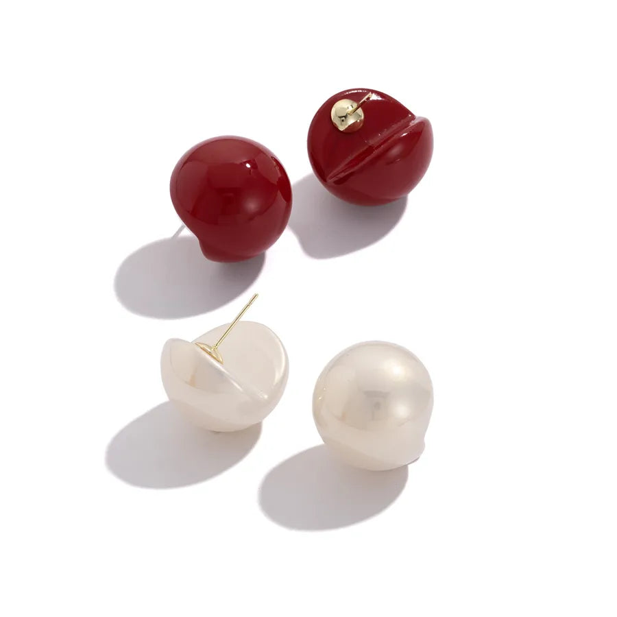 Elevate Your Style with Retro French Red Pearl Earrings