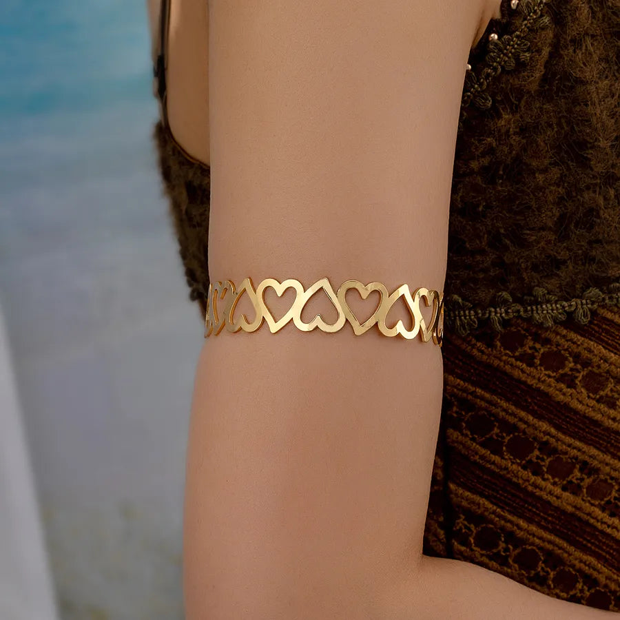 Elevate Your Style with the Basic Lady Modern Style Heart Shape Solid Color Iron Arm Bracelet