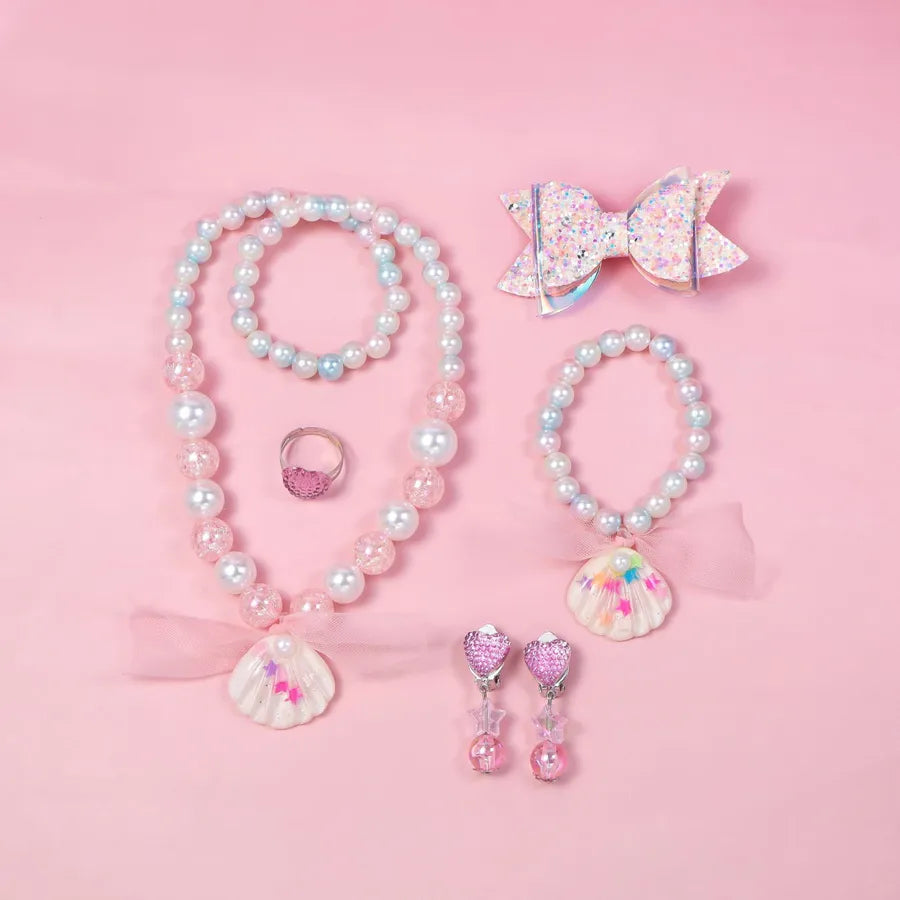 Enchanting Mermaid Pearl Necklace & Bracelet Set for Children
