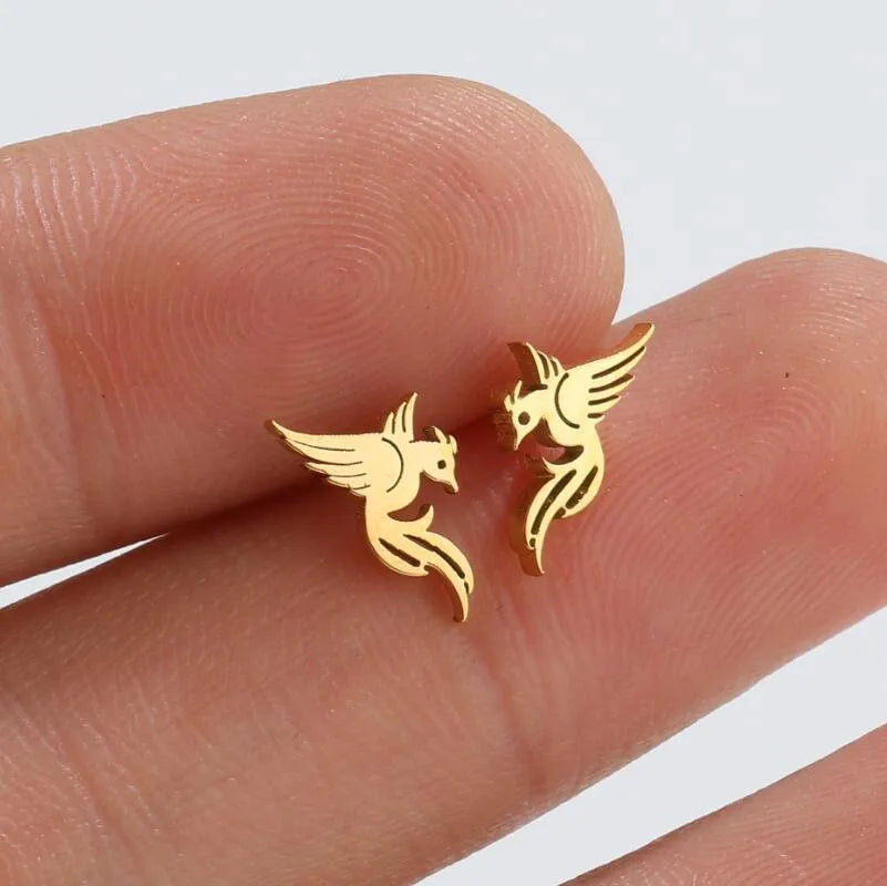 Elevate Your Style with Our Phoenix Hollow Out Stainless Steel Ear Studs