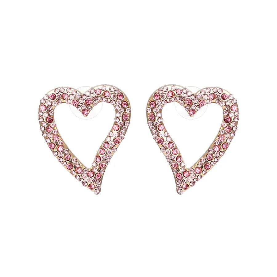 Discover the Elegance of Simple Heart-Shaped Alloy Diamond Embedded Earrings