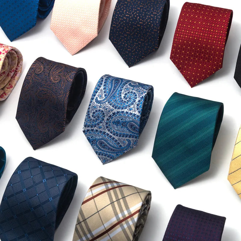 Elevate Your Style with the Business Formal Solid Color Cashew Nuts Flower Polyester Yarn Men's Tie