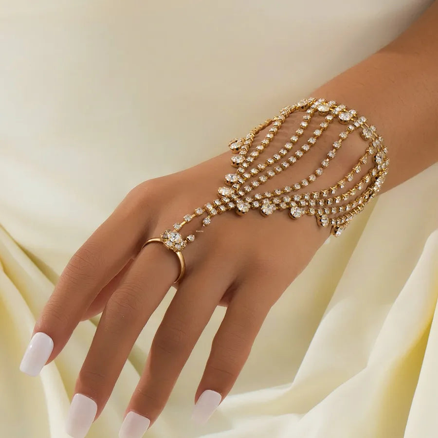 Discover the Elegance of Our Women's Diamond Inlaid Metal Ring Bracelet