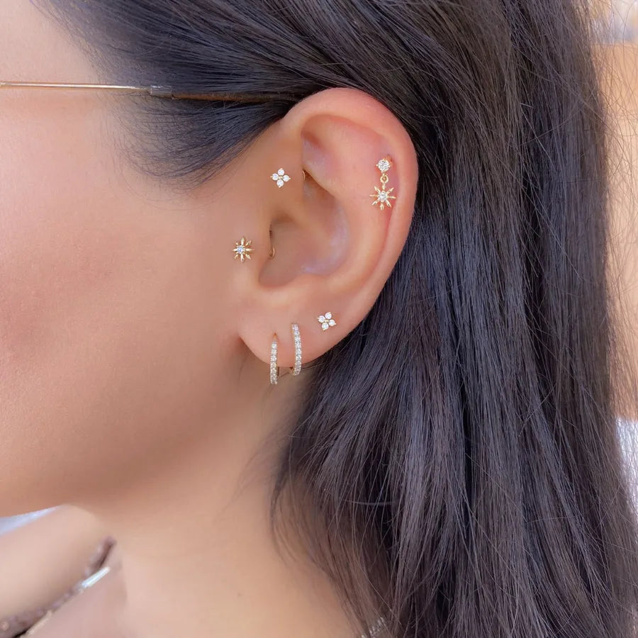 Elevate Your Elegance with S925 Silver Flat Bottom Pierced Zircon Earrings