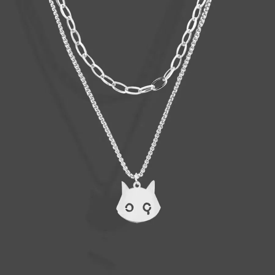 Unleash Your Style with the Non-Tarnish Titanium Steel Devil Cat Cartoon Necklace