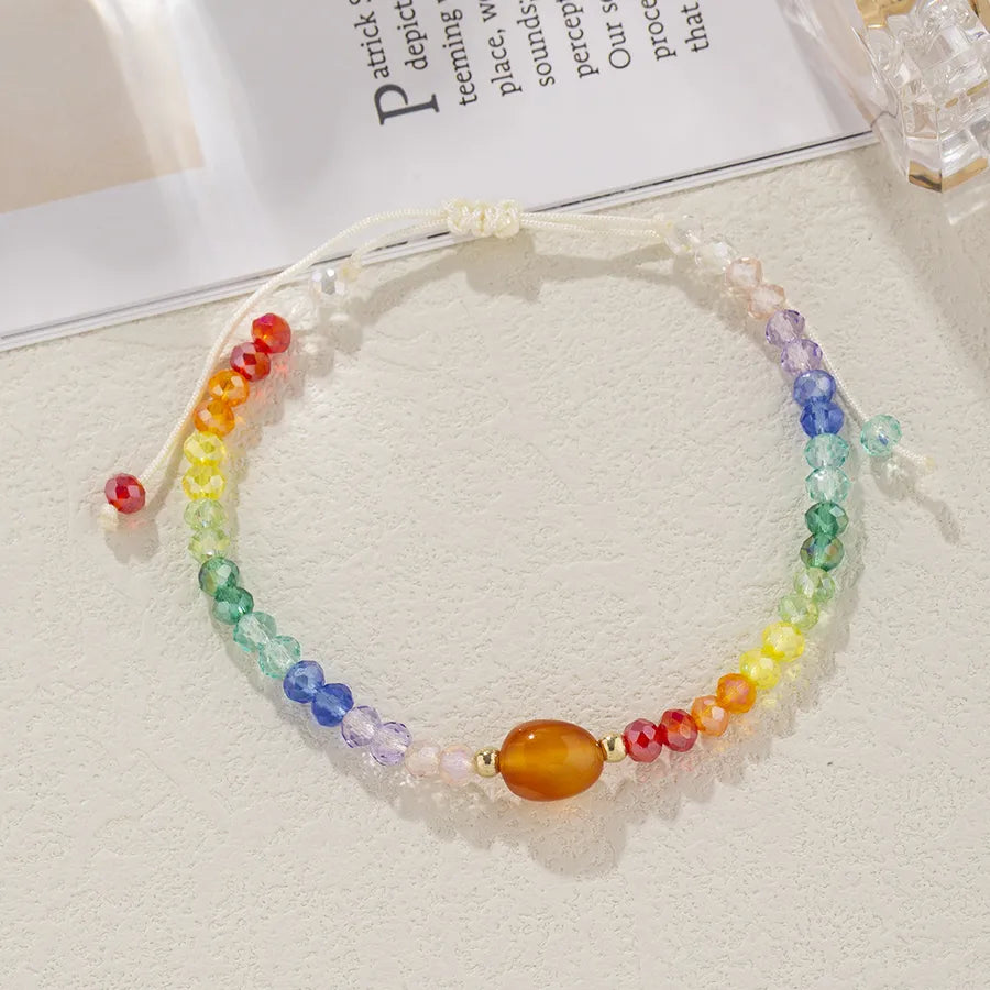 Elevate Your Style with the Adjustable Rainbow Colorful Crystal Bead Bracelet