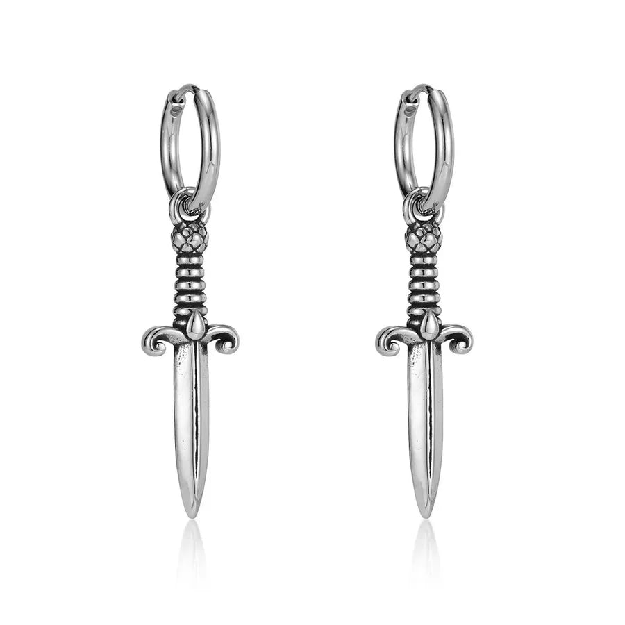 Discover the Elegance of Stainless Steel Sword-Shaped Pendant Earrings