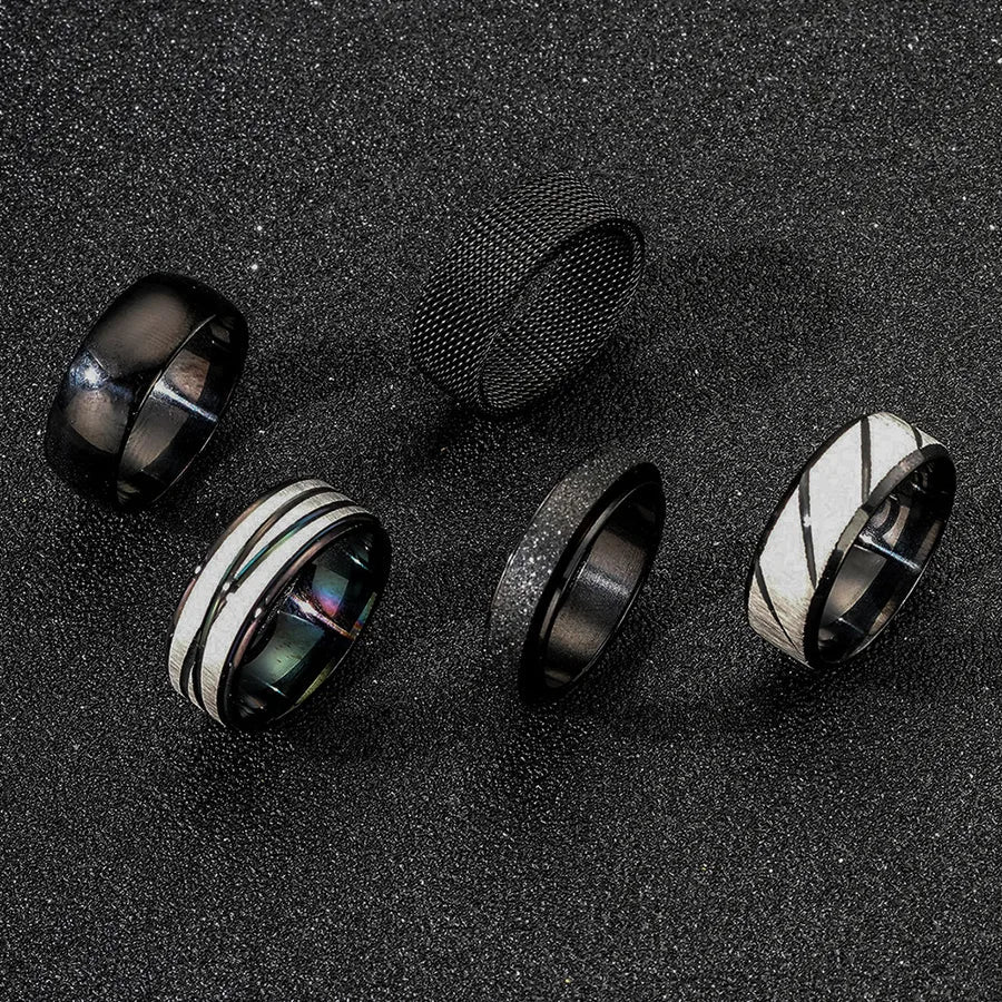 Elevate Your Style with Our Fashionable Titanium Steel Rings Set for Men