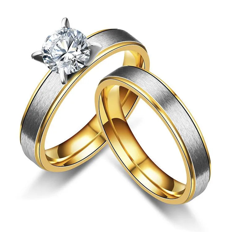 Discover the Elegance of Couple Style Rhinestone Stainless Steel Rings