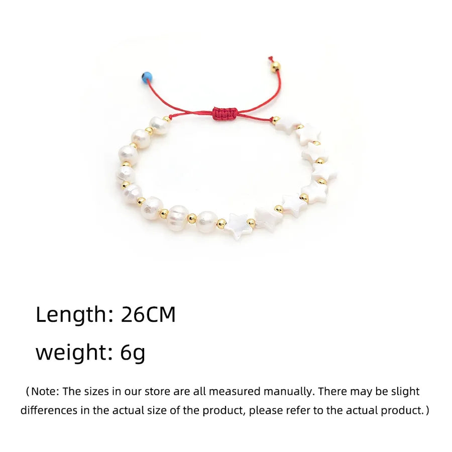 Elevate Your Style with the Fashion Pentagram Round Pearl Beaded Bracelet