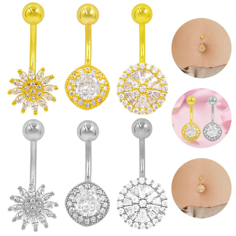Elevate Your Style with the Gabei Full Diamond Round Navel Ring