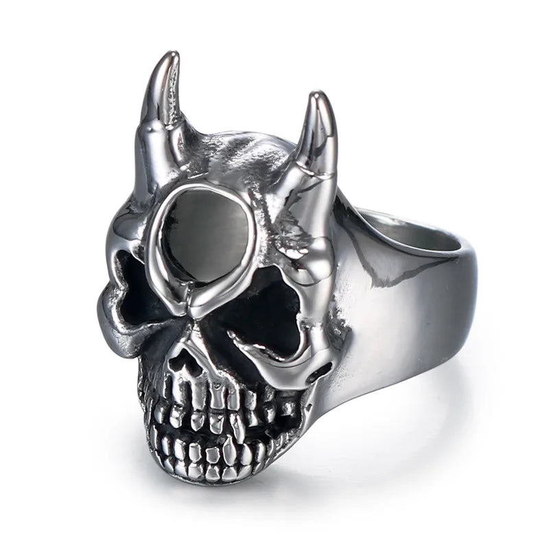 Elevate Your Style with the Men's Vintage Titanium Steel Skull Ring