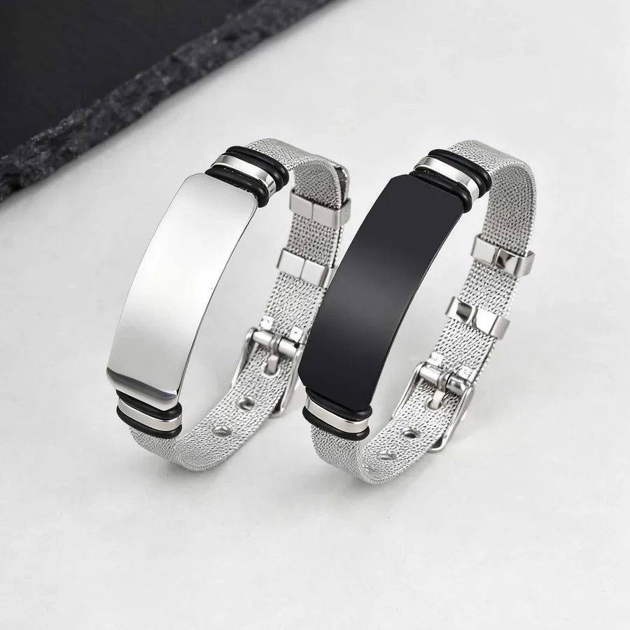 Elevate Your Style with the Classic Geometric Pattern Stainless Steel Bracelet