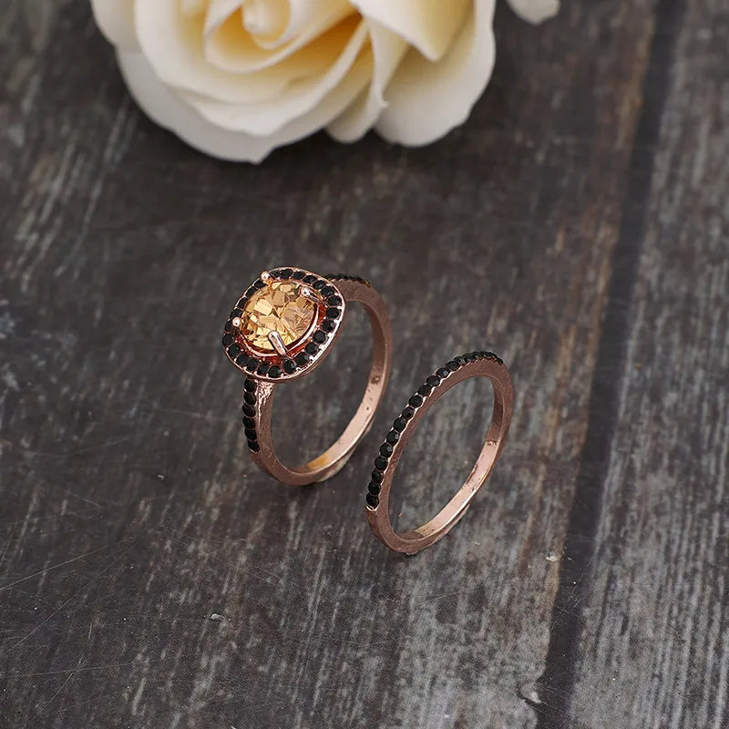 Elevate Your Style with the 18K Rose Gold Plated Micro Inlaid Geometric Alloy Ring