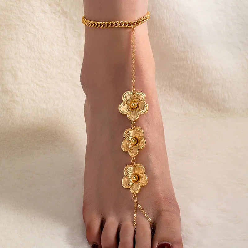 Elevate Your Style with Our Fashionable Floral Women's Ankle Bracelet