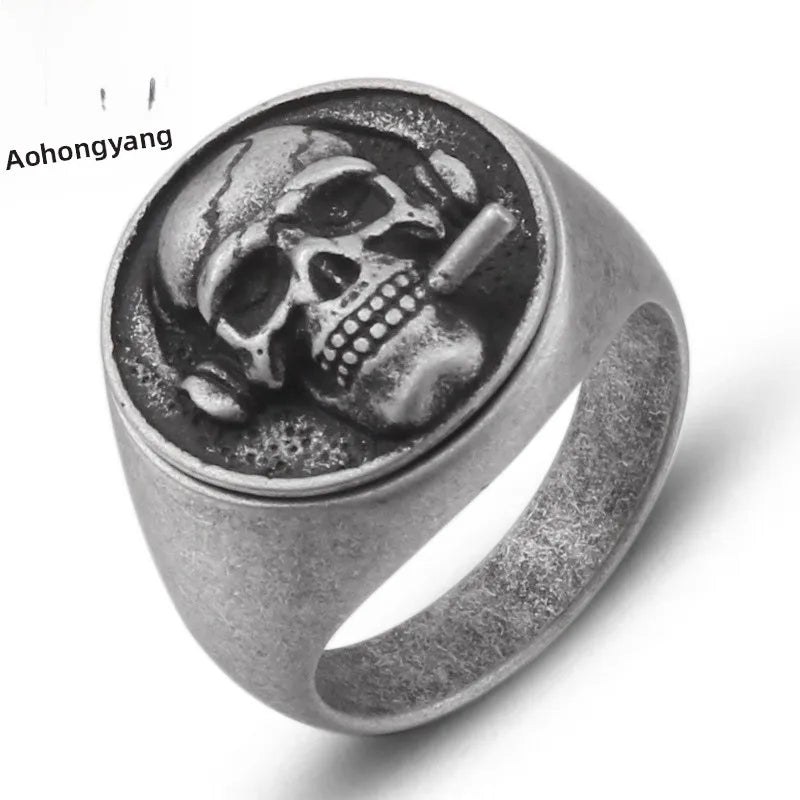 Discover the Timeless Elegance of the Titanium Steel Skull Tube Ring for Men