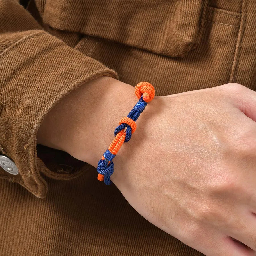 Discover the Blue and Orange Two-tone Milan Rope Handmade Infinity Eternal Knot Bracelet for Men