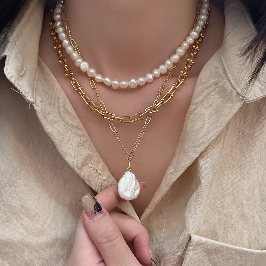 Discover the Elegance of Y2K Nordic Style Exaggerated Irregular Freshwater Pearl Necklace