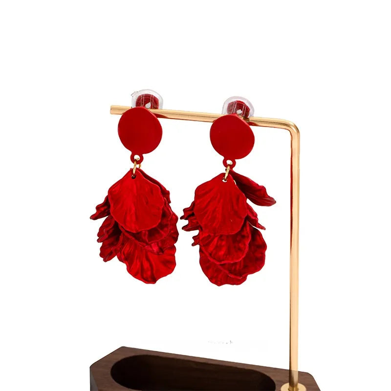 Elevate Your Elegance with Red Petal Tassel Earrings: A Must-Have for Every Occasion