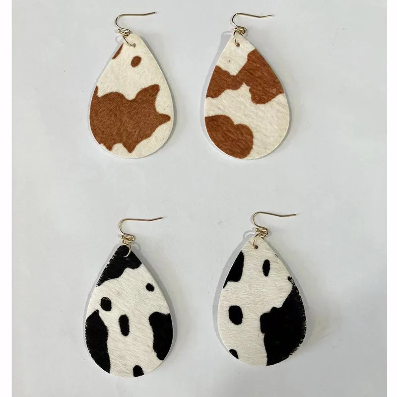 Elevate Your Style with Leopard Print Horse Hair Cowhide Earrings