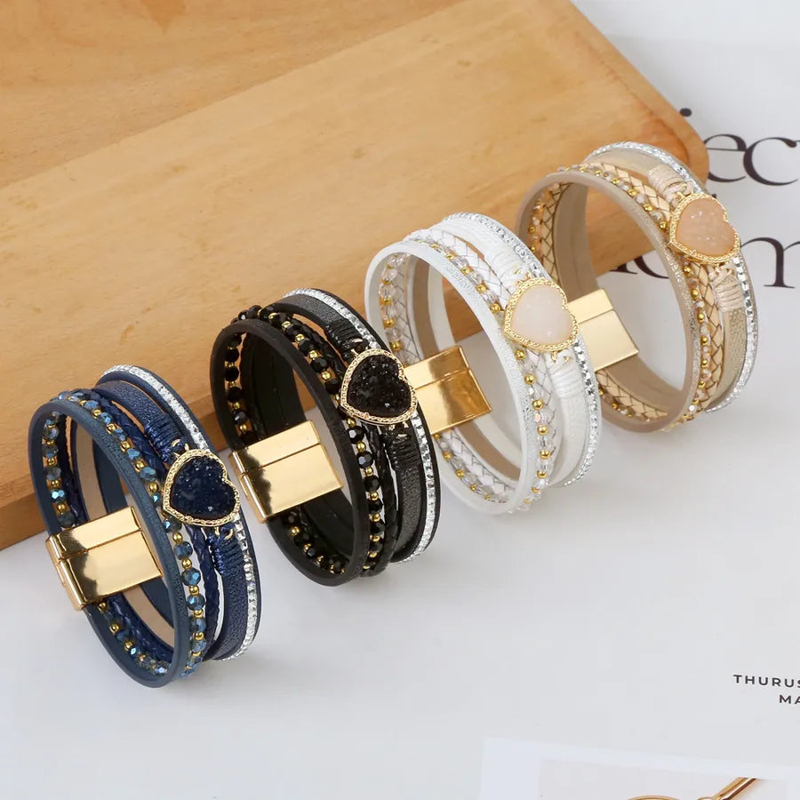 Discover the Elegance of Our Heart Shape PU Leather Wristband