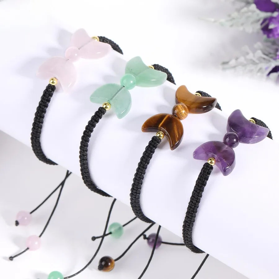 Discover the Elegance of the Natural Semi-Precious Crystal Moon Shape Woven Bracelet