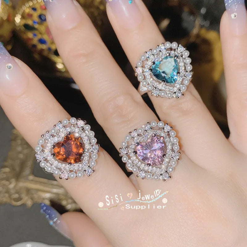 Discover the Elegance of Our Fashionable Pearl Heart-Shaped Ring for Girls