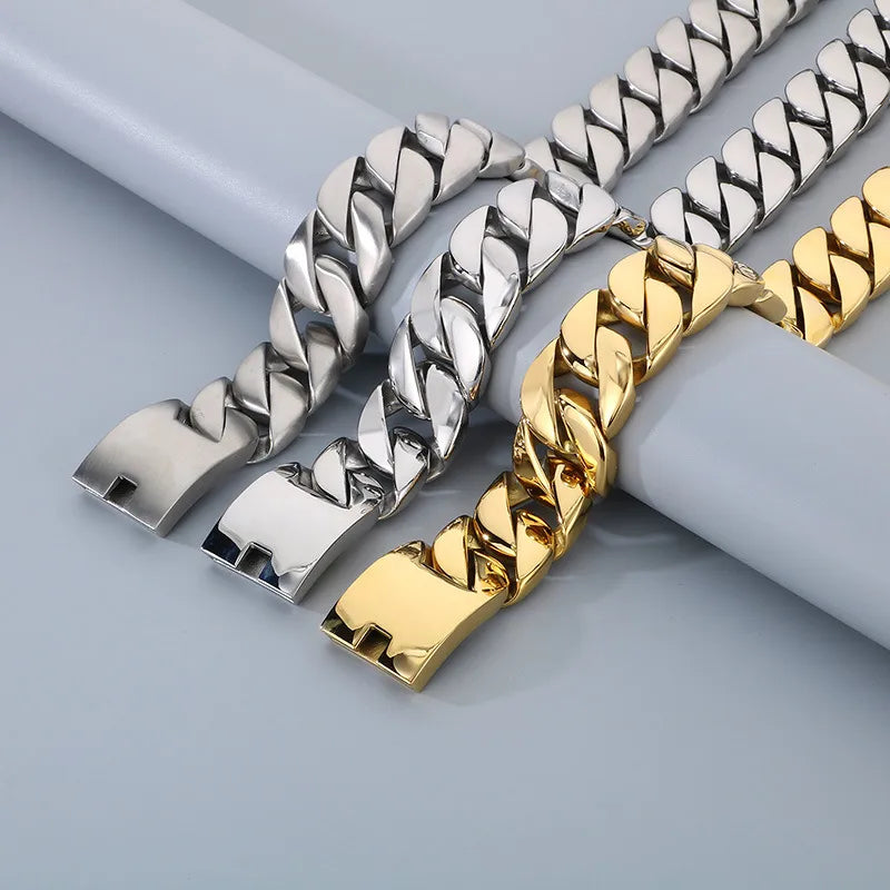 Elevate Your Style with the Vintage Titanium Steel Cuban Chain Necklace