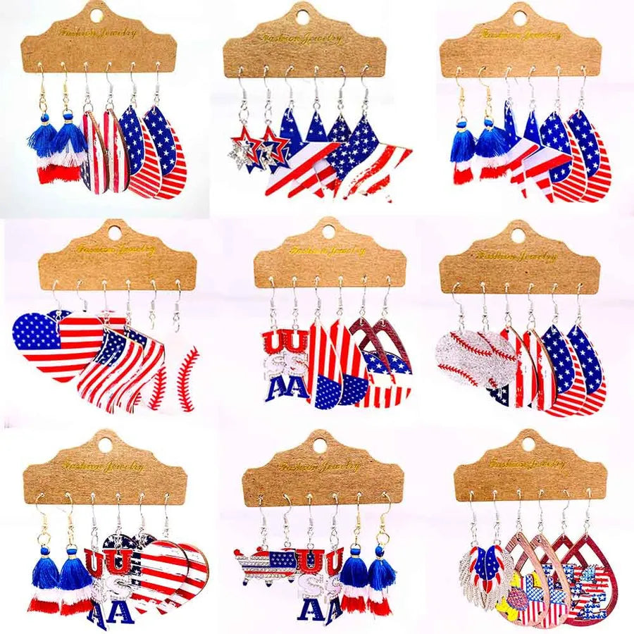 Celebrate Freedom with Our Independence Day Themed Wooden Earrings Set