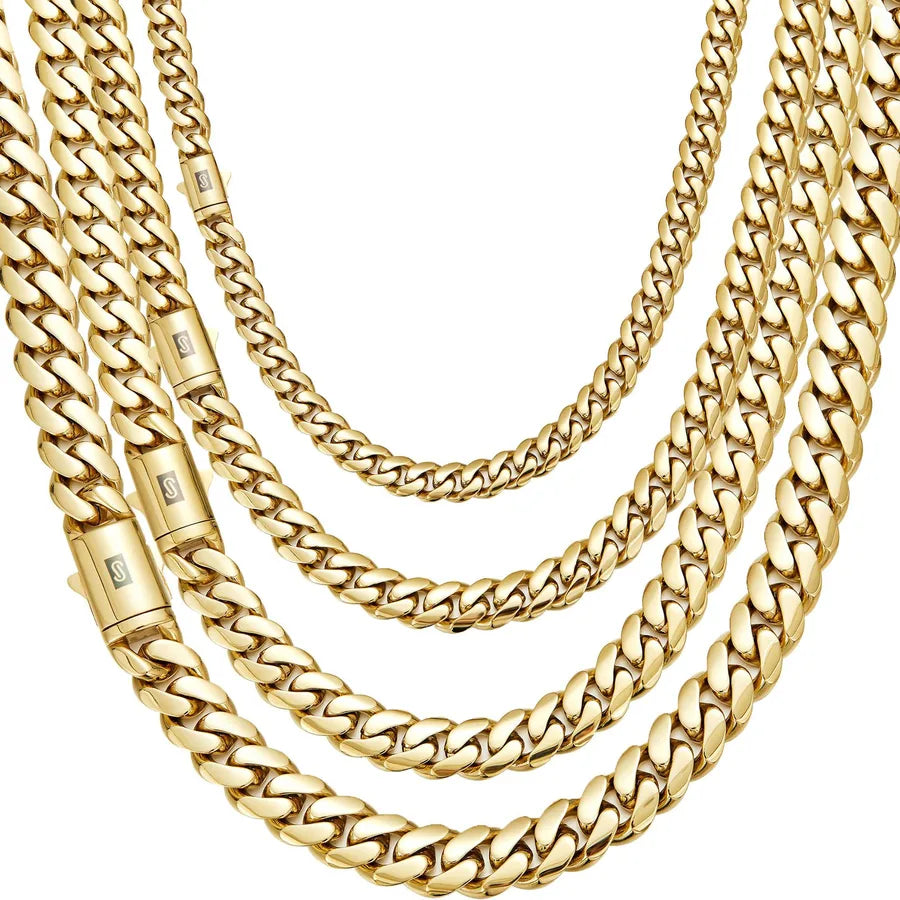 Elevate Your Style with the 14K Vacuum Plated Titanium Steel Thin Men's Necklace